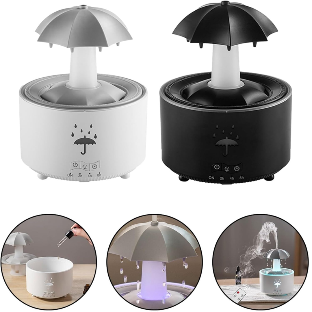 Humidificador y Difusor de Aroma Cromático con Efecto Lluvia